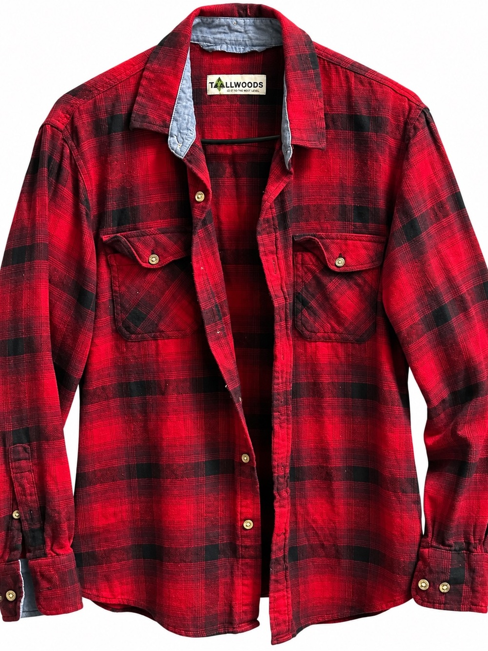 Tallwoods Red Plaid Casual Button-Down Shirt